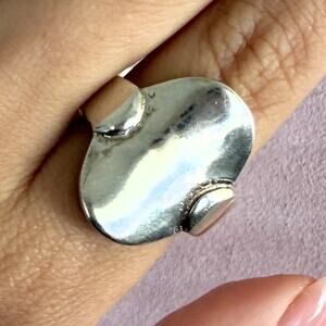 sterling silver vintage concave oval ring size 10